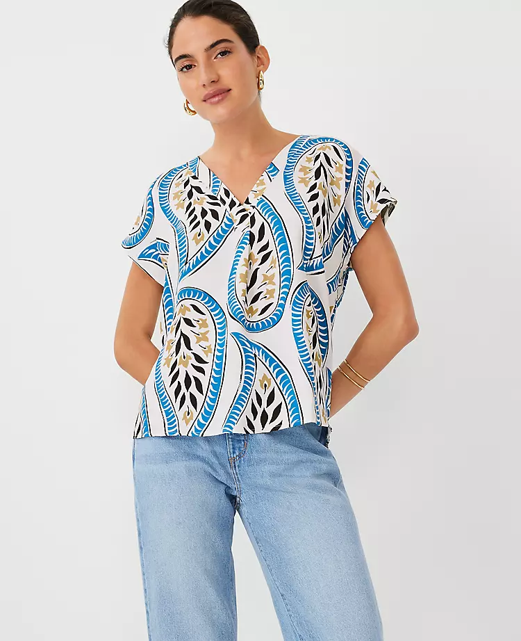 Petite Floral Mixed Media Pleat Front Top White 3 Petite Floral Mixed Media Pleat Front Top White