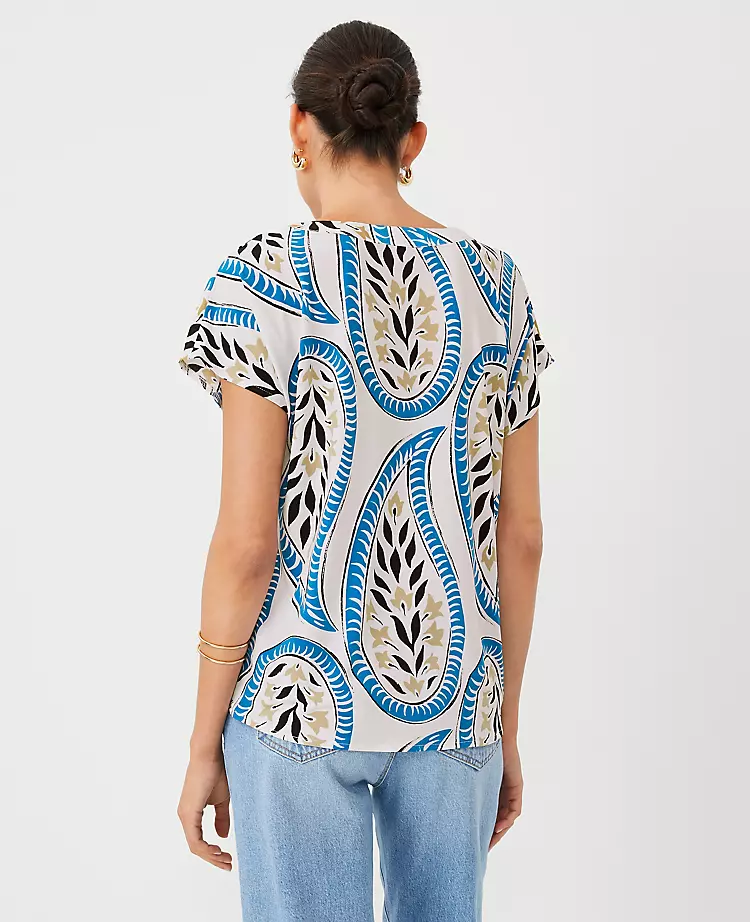 Petite Floral Mixed Media Pleat Front Top White 4 Petite Floral Mixed Media Pleat Front Top White - Image 2