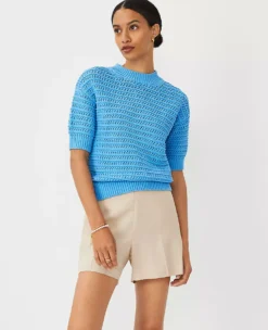 Petite Stitchy Sweater Cerulean Blue