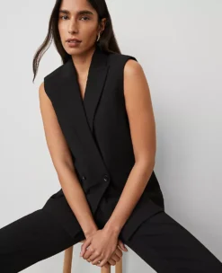 The Double Breasted Vest In Bi-Stretch Black 7 The Double Breasted Vest In Bi-Stretch Black -Anntaylor Shop 836253 2222 ALT2
