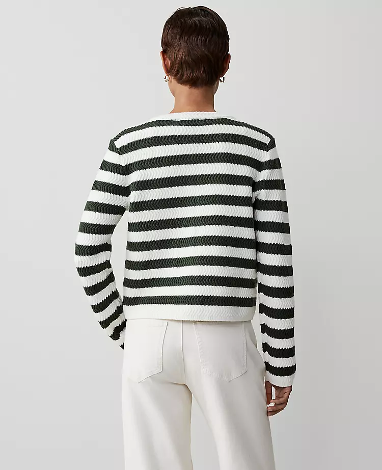 Petite Striped Stitched Jacket Green/White Stripe 4 Petite Striped Stitched Jacket Green/White Stripe - Image 2