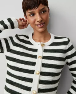 Petite Striped Stitched Jacket Green/White Stripe 7 Petite Striped Stitched Jacket Green/White Stripe -Anntaylor Shop 836262 2839 ALT2