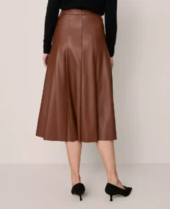 Faux Leather Pleated Midi Skirt Midnight Mahogany -Anntaylor Shop 836566 0046 ALT2