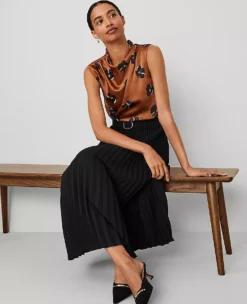 Petite Belted Pleated Midi Skirt Black -Anntaylor Shop 836703 2222 ALT2