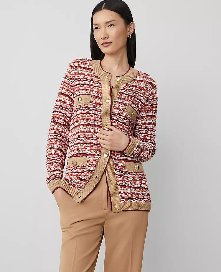Tweed Stitch Cardigan Orange Multi 3 Tweed Stitch Cardigan Orange Multi