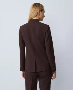 The Cutaway Blazer In Fluid Crepe Pure Chocolate -Anntaylor Shop 837286 7043 ALT1