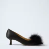 Nip-Toe Kitten-Heel Suede Feather Pump Black -Anntaylor Shop 837358 2222