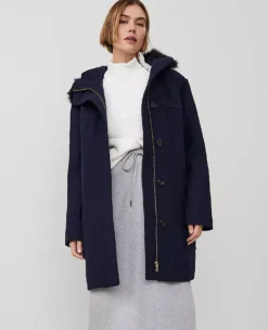 Weekend Collection Faux Fur Trim Duffle Coat Night Sky -Anntaylor Shop 837650 1362