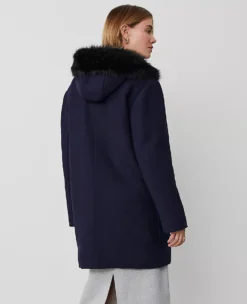 Weekend Collection Faux Fur Trim Duffle Coat Night Sky -Anntaylor Shop 837650 1362 ALT1