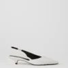 Asymmetrical Leather Slingback Kitten Heel Pumps Winter White -Anntaylor Shop 837740 9192