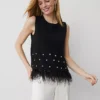 Petite Feather Embellished Shell Black 2 Petite Feather Embellished Shell Black -Anntaylor Shop 837753 2222