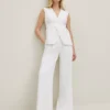 The Wide-Leg Pant In Crinkle Crepe White -Anntaylor Shop 837790 9000