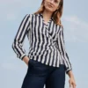 Petite Striped Collared Wrap Blouse Night Sky -Anntaylor Shop 837805 518676 MKTG1