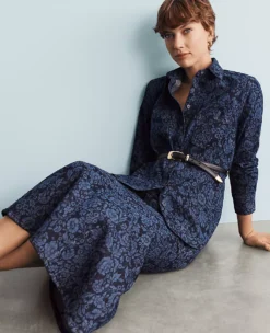 Petite Floral Flared Denim Shirt Colorway 1