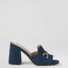 Horsebit Denim Block Heel Sandals Dark Denim Blue -Anntaylor Shop 837847 9096