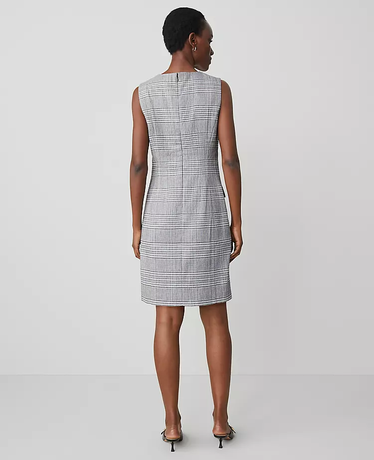 The Petite Button Shift Dress In Plaid Black 5 The Petite Button Shift Dress In Plaid Black - Image 3