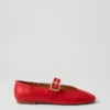 Buckled Leather Ballet Flat Bright Cherry -Anntaylor Shop 837966 5899