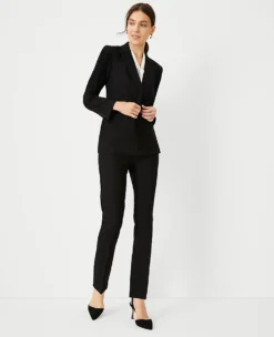 The Petite Fitted Double Breasted Blazer In Bi-Stretch Black -Anntaylor Shop 838560 2222 ALT2