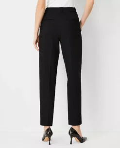The High Rise Pleated Taper Pant In Seasonless Stretch Black -Anntaylor Shop 839634 2222 ALT1