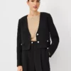 The Cropped V-Neck Jacket In Fluid Crepe Black -Anntaylor Shop 840202 2222