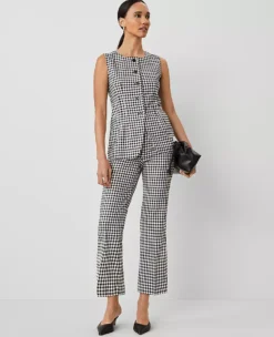 The Petite Flare Pant In Gingham Black/White Multi
