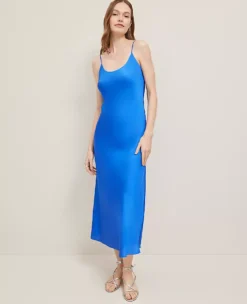 Satin Slip Dress Power Blue
