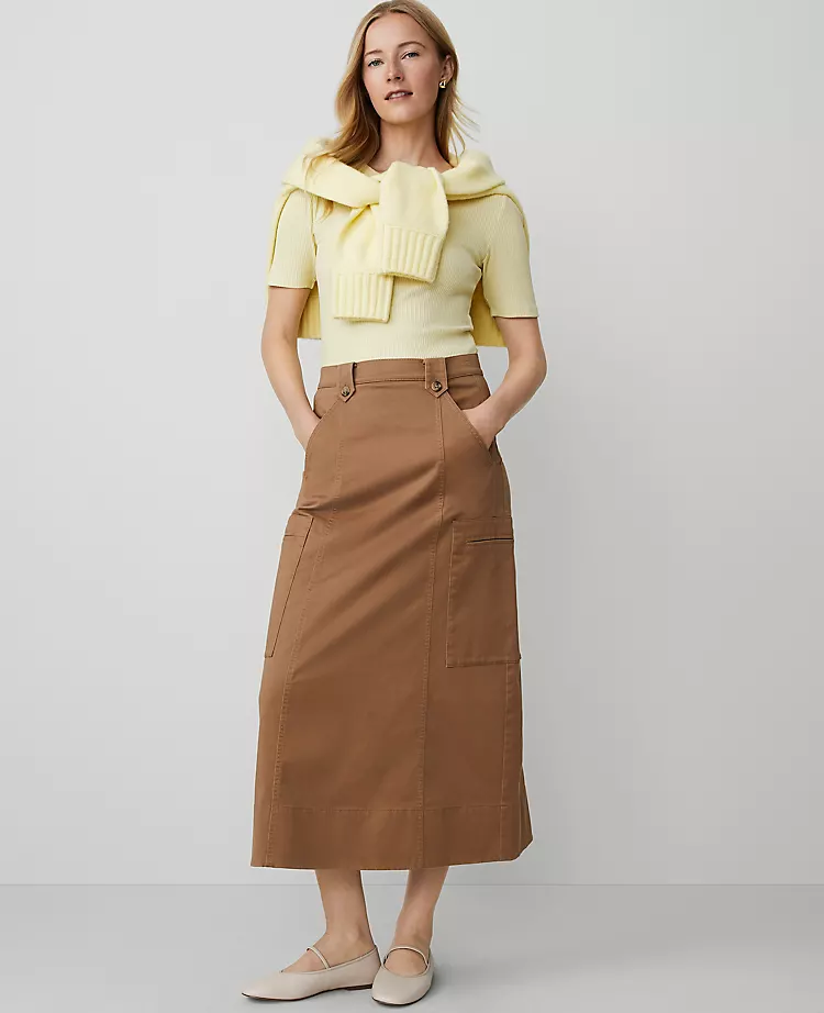 Petite Weekend Collection Sateen Cargo Midi Skirt French Toast 3 Petite Weekend Collection Sateen Cargo Midi Skirt French Toast