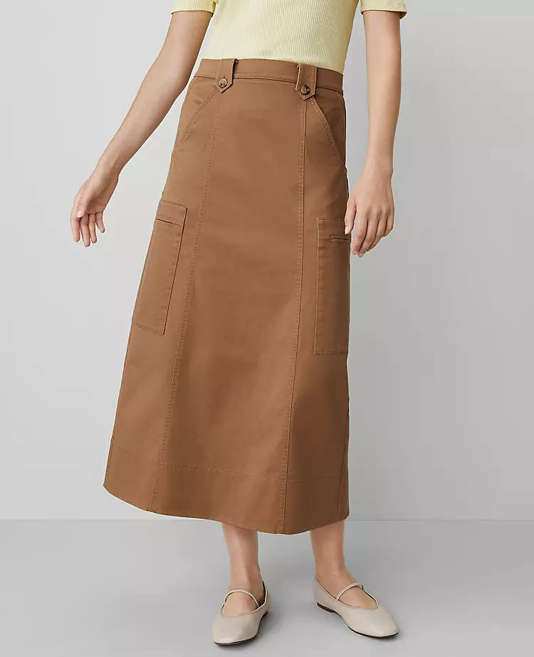 Petite Weekend Collection Sateen Cargo Midi Skirt French Toast 4 Petite Weekend Collection Sateen Cargo Midi Skirt French Toast - Image 2