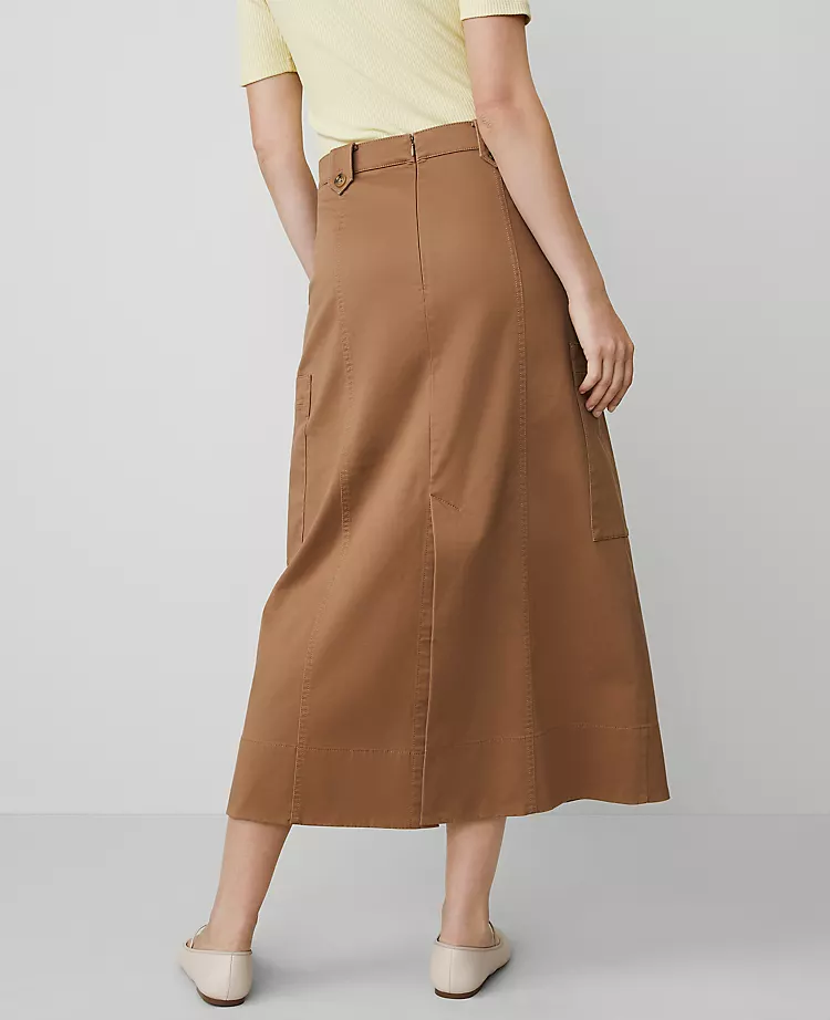 Petite Weekend Collection Sateen Cargo Midi Skirt French Toast 5 Petite Weekend Collection Sateen Cargo Midi Skirt French Toast - Image 3