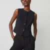 The Petite Cropped Vest In Fluid Crepe Black -Anntaylor Shop 843118 2222