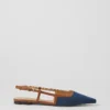 Denim Nip Toe Slingback Flat Dark Denim Blue -Anntaylor Shop 843169 9096