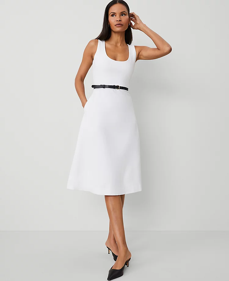 Petite Ponte Sleeveless Midi Dress White 3 Petite Ponte Sleeveless Midi Dress White