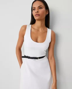 Petite Ponte Sleeveless Midi Dress White 7 Petite Ponte Sleeveless Midi Dress White -Anntaylor Shop 845634 9000 ALT2