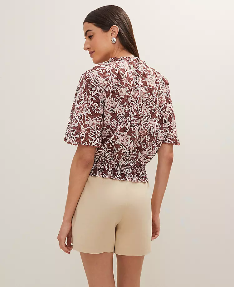 Weekend Collection Floral Tie Neck Blouse Apple Butter 4 Weekend Collection Floral Tie Neck Blouse Apple Butter - Image 2