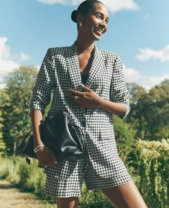 The Side-Zip Short In Gingham Black/White Multi