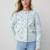Petite Weekend Collection Paisley Quilted Jacket Pristine Blue -Anntaylor Shop 845711 517601