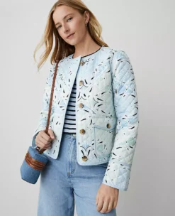 Petite Weekend Collection Paisley Quilted Jacket Pristine Blue -Anntaylor Shop 845711 517601 ALT2