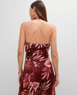 Studio Collection Twist Halter Top In Tropical Print Raspberry Truffle -Anntaylor Shop 845751 521244 ALT1