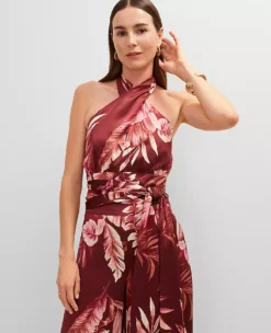 Studio Collection Twist Halter Top In Tropical Print Raspberry Truffle -Anntaylor Shop 845751 521244 ALT2