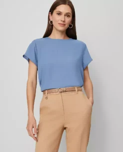 Petite Mixed Media Crew Neck Tee Cool Cascades