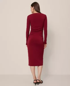 Ruched Knit Midi Dress Cherry Pie -Anntaylor Shop 845890 019822 ALT1