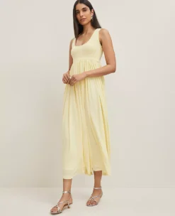 Petite Mixed Media Sweater Tank Dress Yellow Buttercream -Anntaylor Shop 845969 019667 ALT2