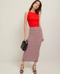 Petite Striped Crochet Sweater Skirt Red/Black Multi 9 Petite Striped Crochet Sweater Skirt Red/Black Multi -Anntaylor Shop 845978 019338