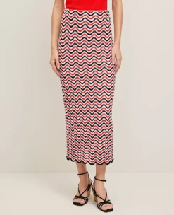 Petite Striped Crochet Sweater Skirt Red/Black Multi 10 Petite Striped Crochet Sweater Skirt Red/Black Multi -Anntaylor Shop 845978 019338 ALT1