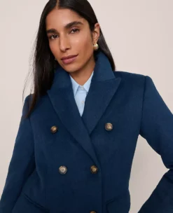 Fitted Long Double Breasted Coat Moonlit Backdrop -Anntaylor Shop 845982 019811 ALT2