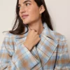 Weekend Collection Plaid Short Trench Coat Park Fountain -Anntaylor Shop 845997 522641