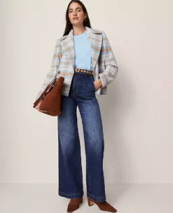 Weekend Collection Plaid Short Trench Coat Park Fountain -Anntaylor Shop 845997 522641 ALT3