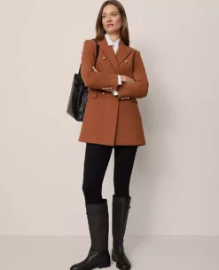 Fitted Long Double Breasted Coat Spiced Cider 11 Fitted Long Double Breasted Coat Spiced Cider -Anntaylor Shop 845998 019791 ALT3