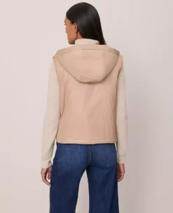 Hooded Puffer Vest Cafe Au Lait -Anntaylor Shop 846026 5824 ALT1