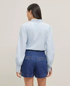 The Petite Denim Short Refined Mid Indigo Wash 8 The Petite Denim Short Refined Mid Indigo Wash -Anntaylor Shop 846031 3755 ALT2
